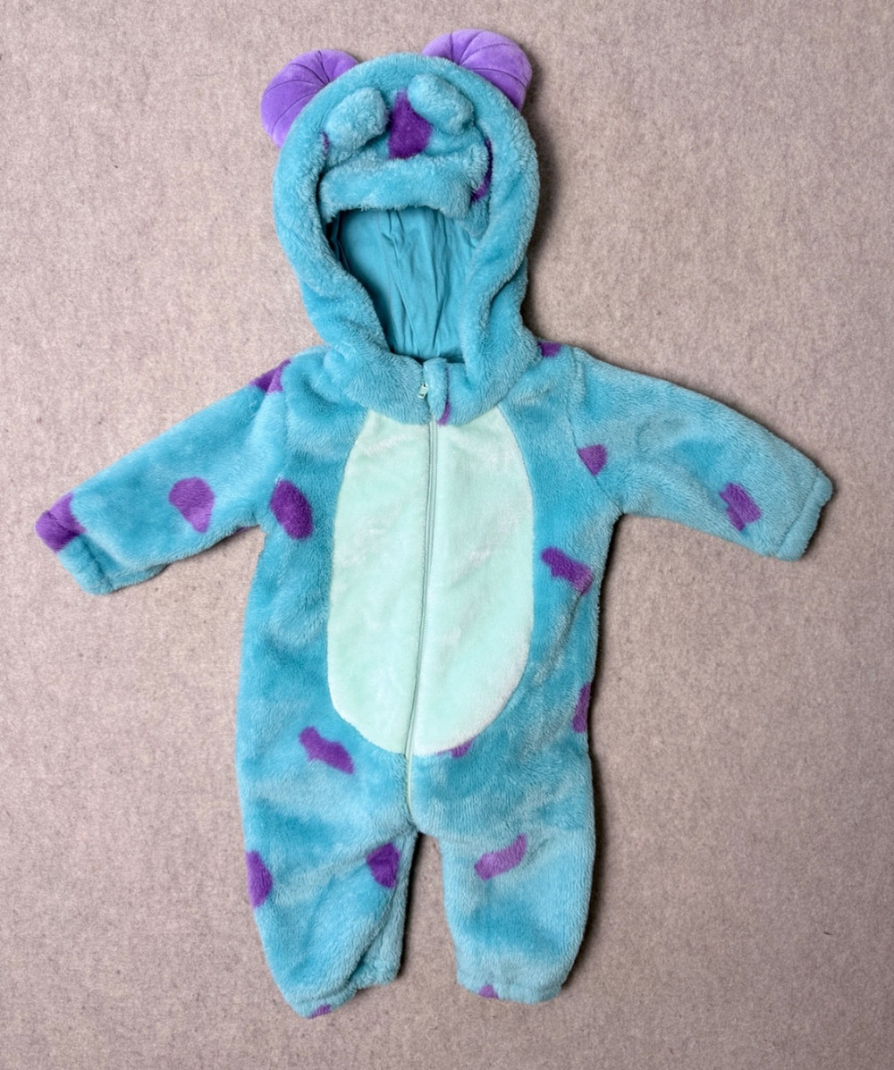 Monster Fleece Costume 6-12 Mo Zip Up Blue Purple Looks Like Sulley Monsters Inc